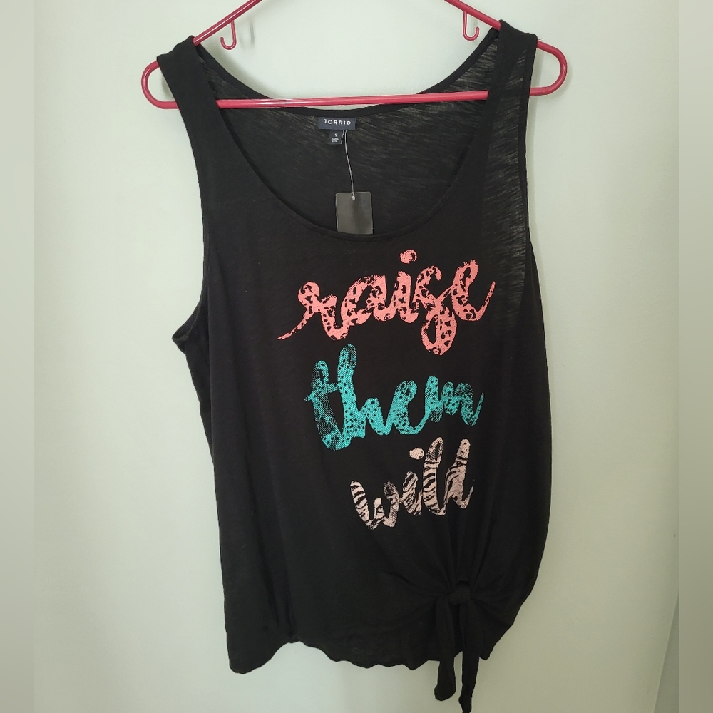 Torrid Women‎ Size 1X 14/16 Raise Them Wild Black Tank Sleeveless Top New